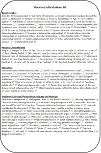 Character Profile Worksheet 1