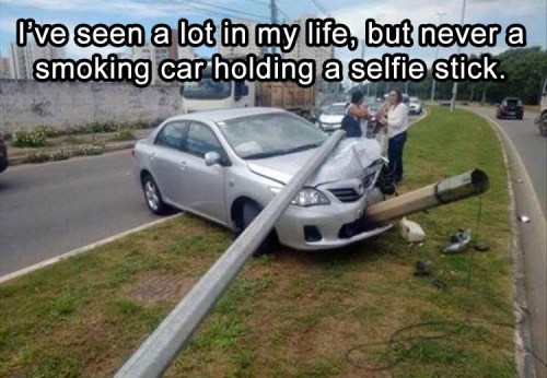 Smoking Car with Selfie Stick