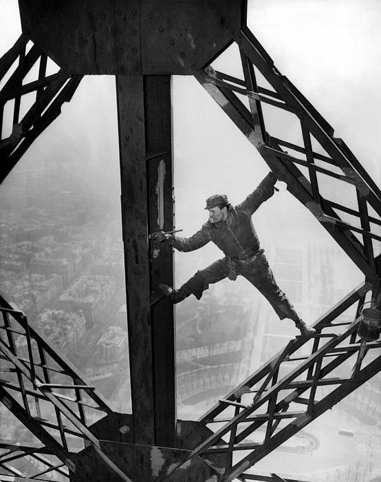 Construction worker painting the Eifel Tower - March 28, 1953, CSU Archives, Everett Collection